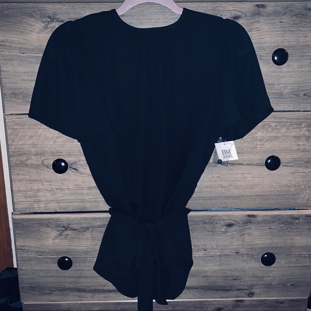 Badgley Mischka black blouse wrap tie Stitch Fix